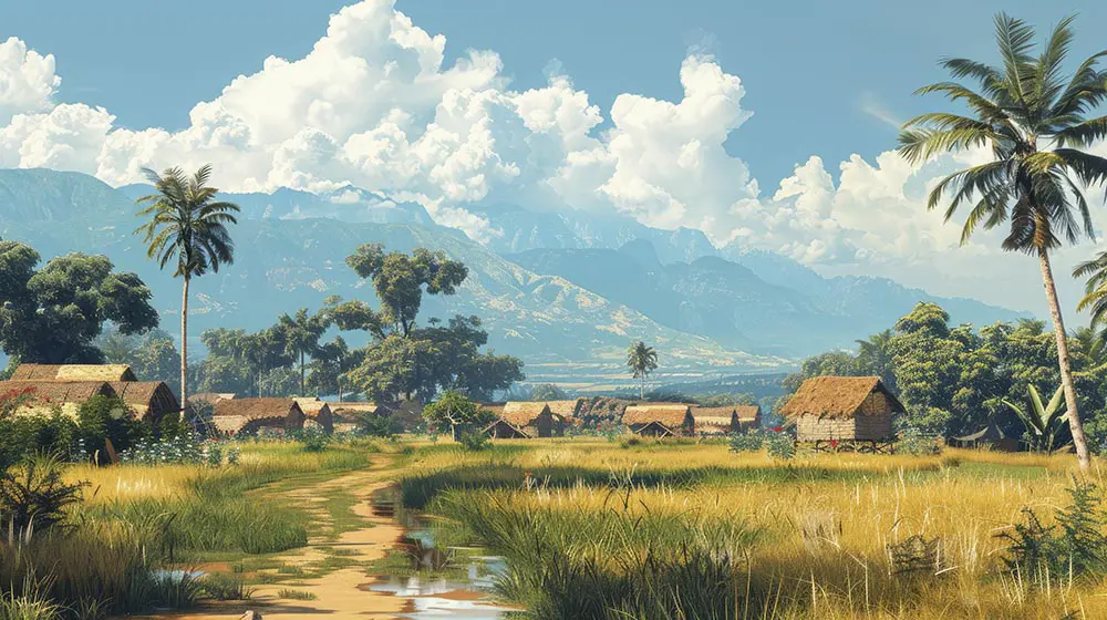 An Indigenous Village in a Mountainous Valley