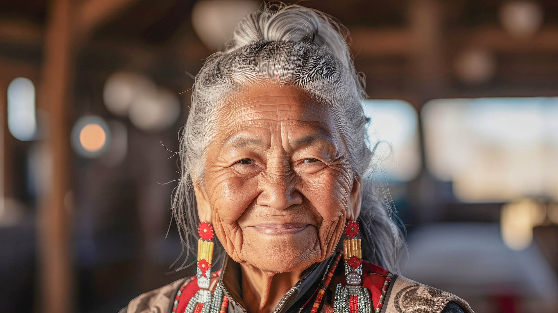 Elderly Indigenous Woman Smiling