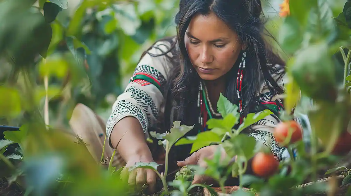 Woman Gardening with Care