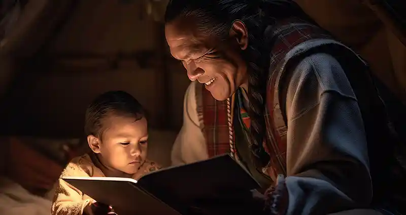 Grandpa reading to Grandson,L4 Generations>
               </div>
               <div class=